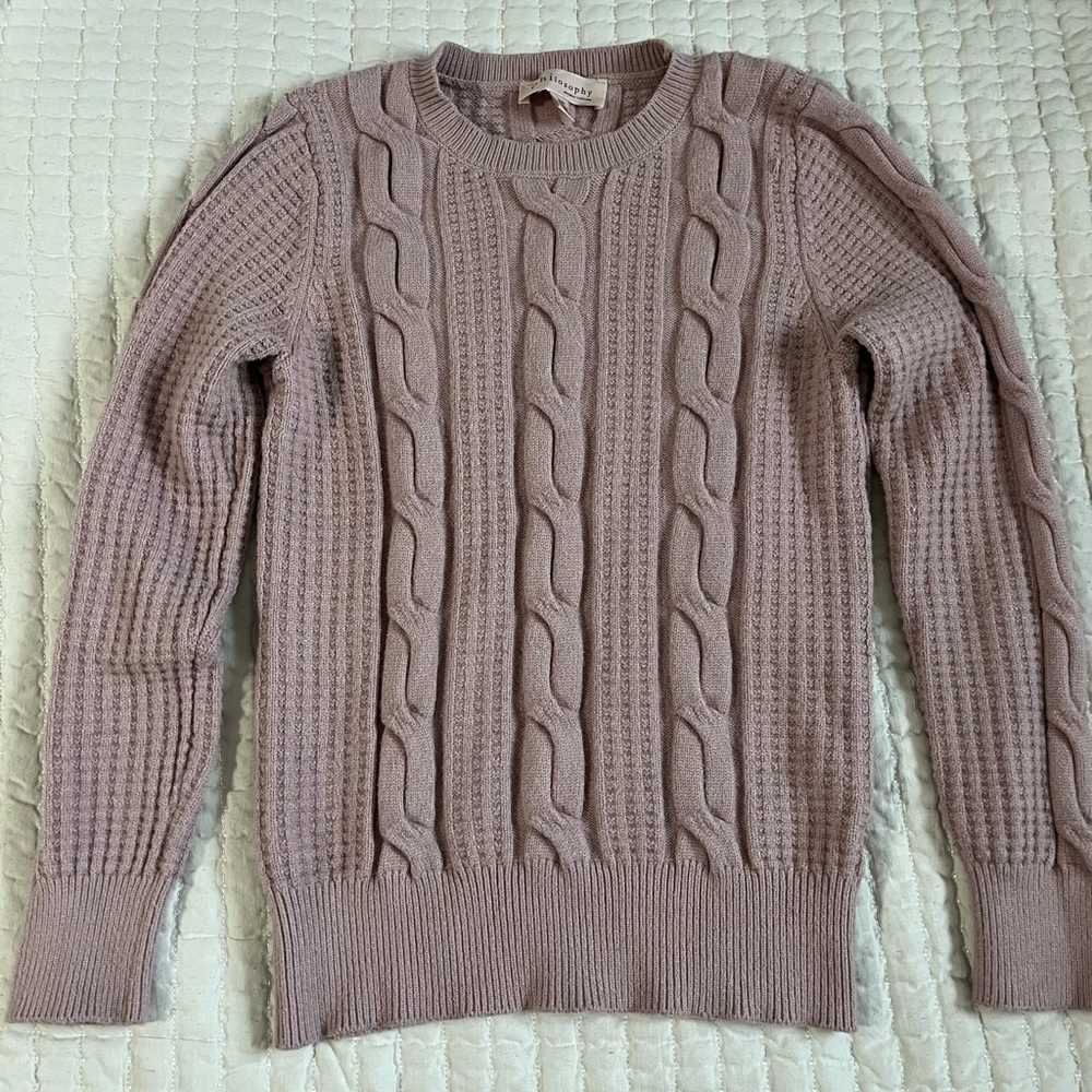 Philosophy Mauve Cable Knit Crewneck Sweater